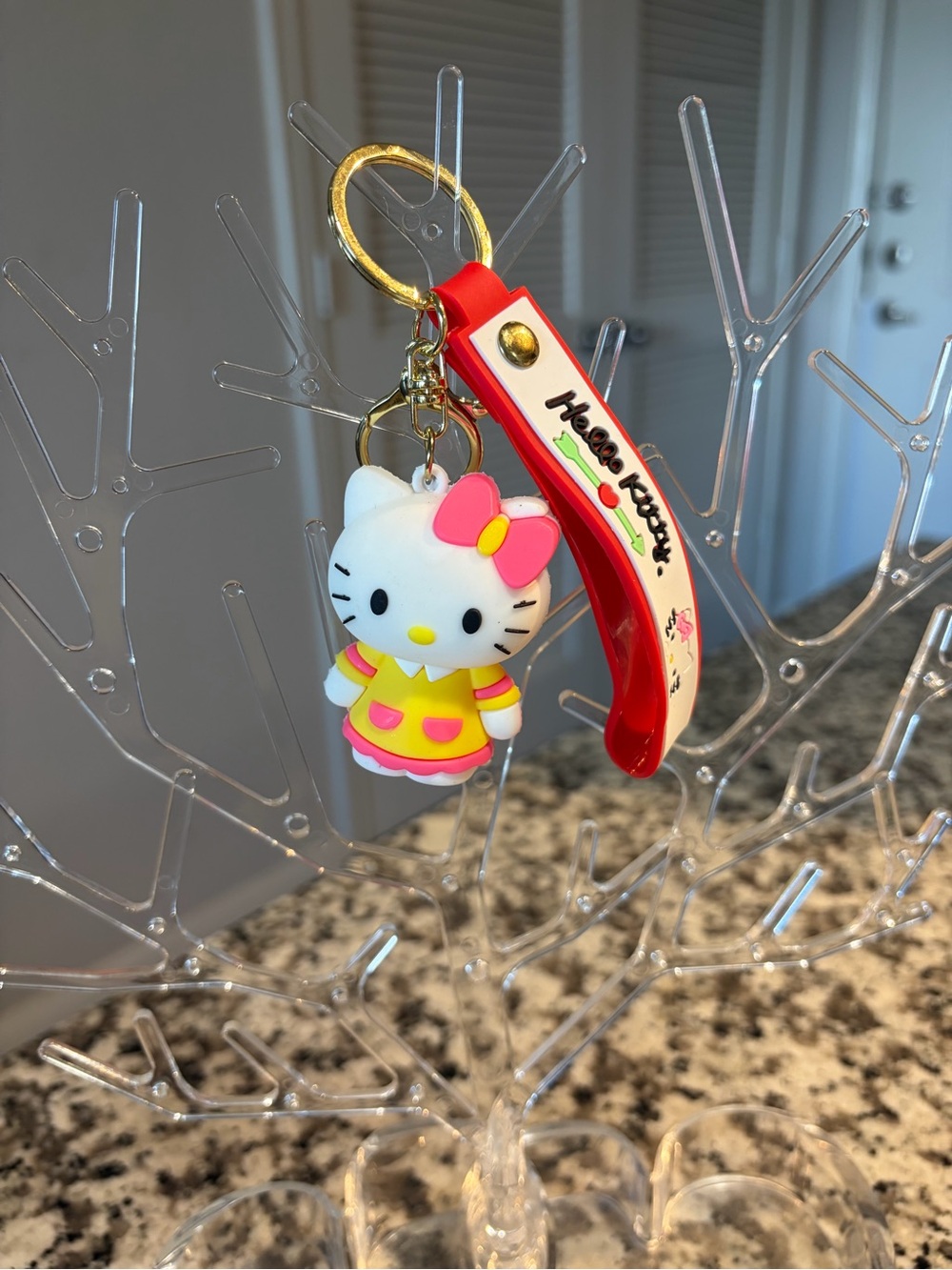Hello Kitty Pink, Yellow & Red Rubber Figure Keychain